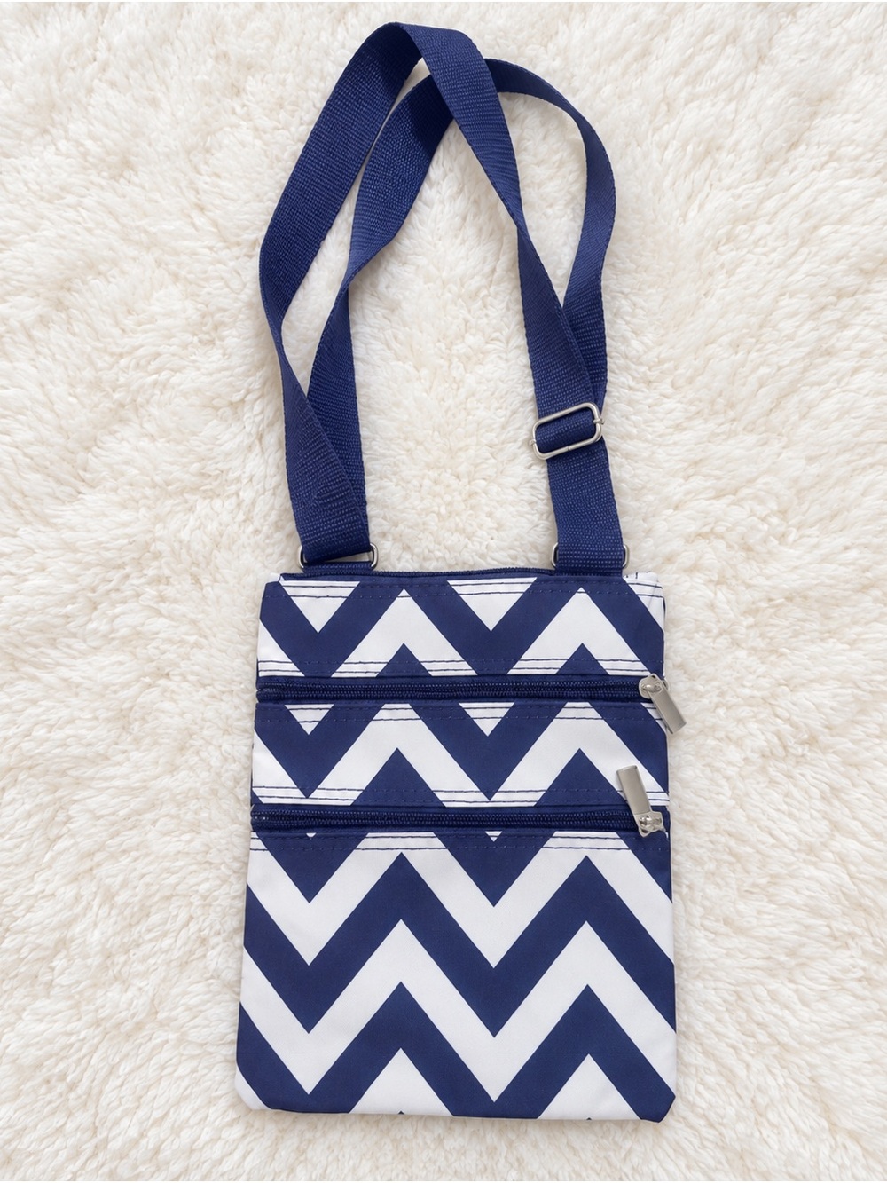 Navy Chevron Crossbody Bag - Women